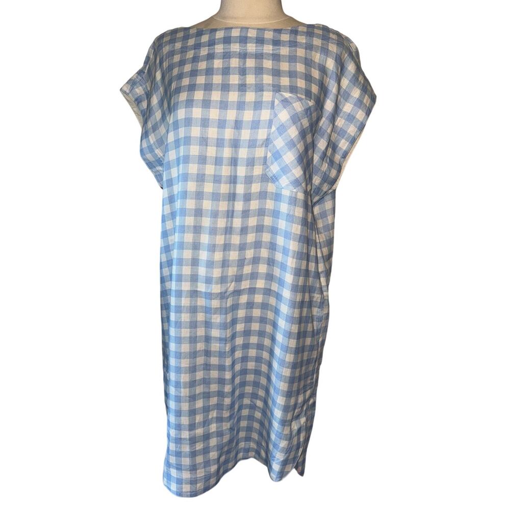 Lee Mathews Gingham Linen Midi Dress